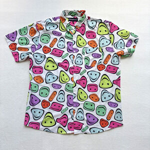 Molokai Surf Co Men XXL Short Sleeve Shirt Colorful Smiley Faces